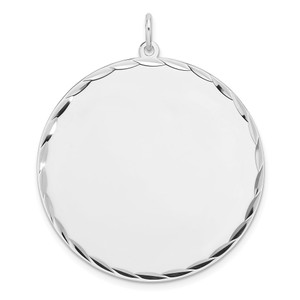 Sterling Silver Rhod-plated ENG. Round Polish Front/Satin Back Disc Charm - QM-D240BC0F-8308
