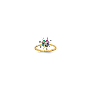14k 8 Birthstone Flower with Diamond Mother's Ring Semi-mount