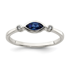 Sterling Silver Rhod-pltd Polished Created Sapphire/White Topaz Ring - QR-83D9CFEB-5923