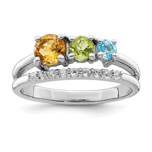 Sterling Silver RH-plated .95t.w. CI/PE/BT/WT Circle ByPass Ring - QR-BB5FB940-3165