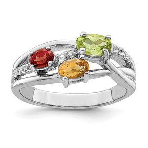 Sterling Silver RH-plated 1.08t.w. PE/CI/GA/WT Ring - QR-4C22C99B-8269