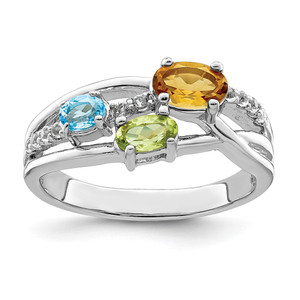 Sterling Silver RH-plated 1.09t.w. CI/PE/LSBT/WT Ring - QR-660E4278-8057