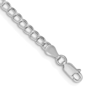 Sterling Silver RH-plated 3.5mm Solid Double Link Charm Bracelet - QC-CB2A8308-6068