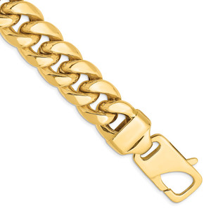 14K 8 inch 15mm Semi-Solid Miami Cuban with Lobster Clasp Bracelet