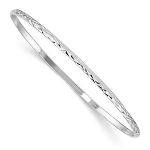 Sterling Silver RH-plated Polished & D/C 2mm Slip On Children's Bangle - QB-8C953DCC-9726