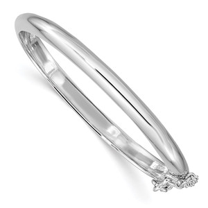 Sterling Silver RH-plated Polished 4mm w/ Safety Hinged Children's Bangle - QB-25C2EA15-4518