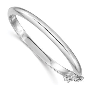 Sterling Silver RH-plated Polished 4mm w/ Safety Hinged Children's Bangle - QB-5C84178D-4832