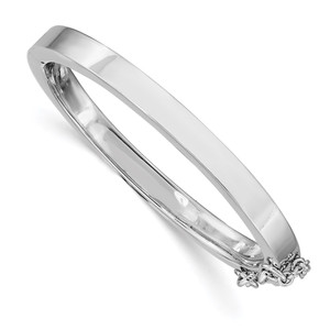Sterling Silver RH-plated Polished 4mm w/ Safety Hinged Children's Bangle - QB-D2043DB8-2698