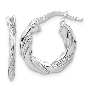 Sterling Silver RH-plated Polished and Textured Twisted Hoop Earrings - QE-196F7A53-7770
