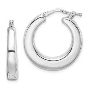 Sterling Silver RH-plated Polished Tapered Hollow Round Hoop Earrings - QE-8CAF423E-7070