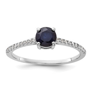Sterling Silver Rh-plated-plated .81S Sapphire and .12WT White Topaz Ring - QR-5803D50F-5027