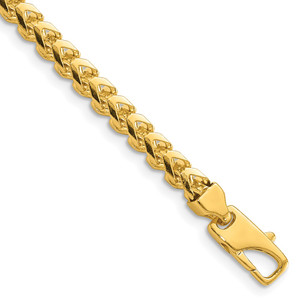14K 8 inch 3.7mm Franco with Fancy Lobster Clasp Bracelet