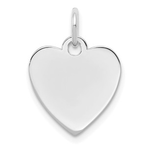 Sterling Silver Rh-plt Engraveable Heart Polished Front/Back Disc Charm - QM-28FDDC45-3628