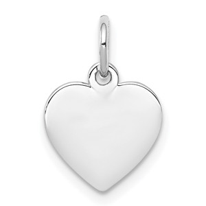 Sterling Silver Rh-plt Engraveable Heart Polished Front/Back Disc Charm - QM-8895B0FC-1057