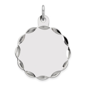 Sterling Silver Rh-plt Engraveable Polished Front/Satin Back Disc Charm - QM-A690AC2C-4675