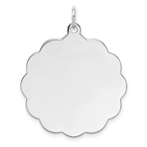 Sterling Silver Rh-plt Engraveable Polished Front/Satin Back Disc Charm - QM-D7DEFD4E-8278