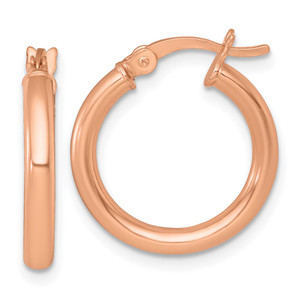 Sterling Silver Rose-tone Polished 2.5mm x 18mm Round Tube Hoop Earrings