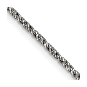 Sterling Silver Ruthenium-plated 1.7mm Twisted Tight Wheat Chain - QF-F7FD8A08-3863
