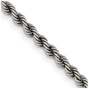 Sterling Silver Ruthenium-plated 2.9mm Rope Chain - QF-E24776CF-7289