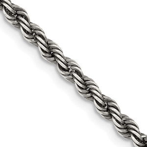 Sterling Silver Ruthenium-plated 3.4mm Rope Chain - QF-33148790-7762