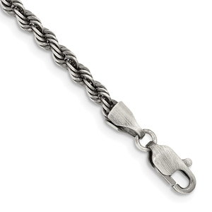 Sterling Silver Ruthenium-plated 3.4mm Rope Chain - QF-7B259114-4001