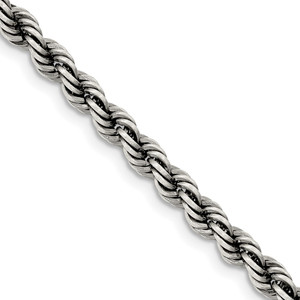 Sterling Silver Ruthenium-plated 4.5mm Rope Chain - QF-17BC7E8A-6072