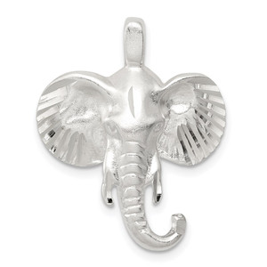 Sterling Silver Satin Elephant Head Charm