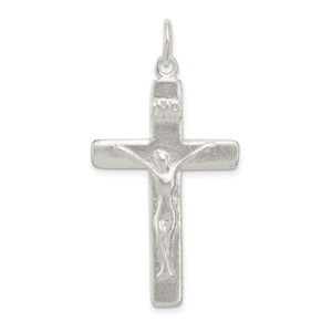 Sterling Silver Satin INRI Crucifix Pendant