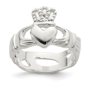 Sterling Silver Solid Claddagh Ring - QR-8E296C63-1285