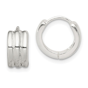 Sterling Silver Striped Hinged Hoop Earrings - QE-590DACCF-2742