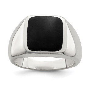 Sterling Silver Synthetic Onyx Ring - QR-3A7AB1DB-2552
