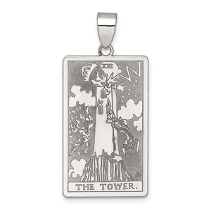 Sterling Silver The Tower Tarot Card Pendant