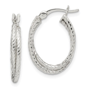 Sterling Silver Twisted and Textured Hoop Earrings - QE-587DCB90-7903
