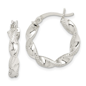Sterling Silver Twisted and Textured Hoop Earrings - QE-B117921A-4395