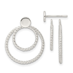 Sterling Silver w/2 Circle Jackets Button Post Earrings