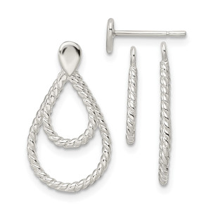 Sterling Silver w/2 Teardrop Jackets Button Post Earrings