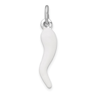 Sterling Silver White Enamel Italian Horn Pendant - QC-6F043BA7-8585
