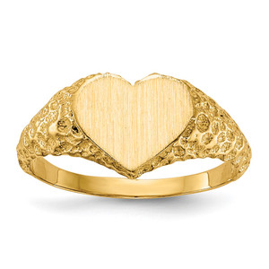 14k 8.0x7.5mm Open Back Heart Signet Ring