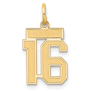 Sterling Silver/Gold-plated Satin Number 16 Charm