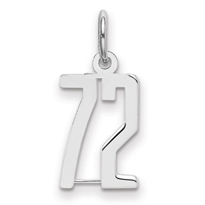 Sterling Silver/Rhodium-plated Elongated Number 72 Charm