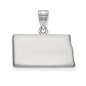 Sterling Silver/Rhodium-plated North Dakota State Pendant