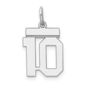 Sterling Silver/Rhodium-plated Polished Number 10 Charm - QS-47521085-8036
