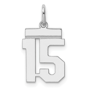 Sterling Silver/Rhodium-plated Polished Number 15 Charm - QS-A841AAAB-5096