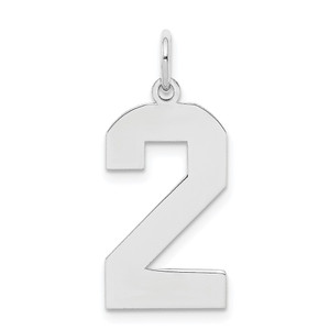 Sterling Silver/Rhodium-plated Polished Number 2 Charm - QP-1736D7B5-8807