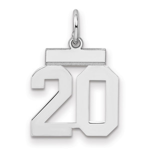Sterling Silver/Rhodium-plated Polished Number 20 Charm - QS-A16E20CD-5275