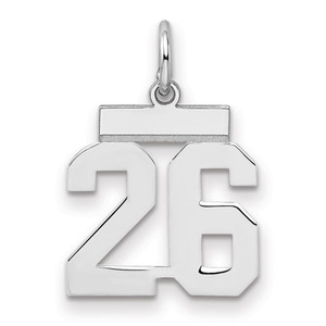 Sterling Silver/Rhodium-plated Polished Number 26 Charm - QS-381D80D9-9796