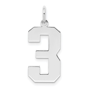 Sterling Silver/Rhodium-plated Polished Number 3 Charm - QP-66C2E927-3627