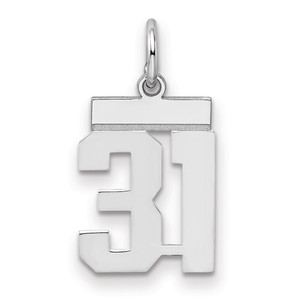 Sterling Silver/Rhodium-plated Polished Number 31 Charm