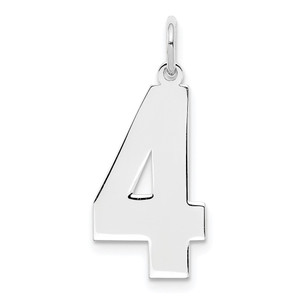Sterling Silver/Rhodium-plated Polished Number 4 Charm - QP-0D4BC80E-3970