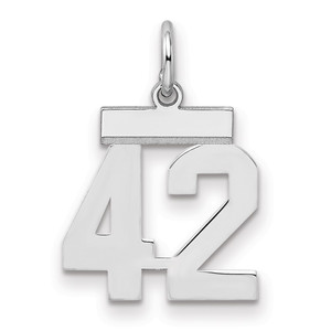 Sterling Silver/Rhodium-plated Polished Number 42 Charm - QS-82B7FC7C-4650